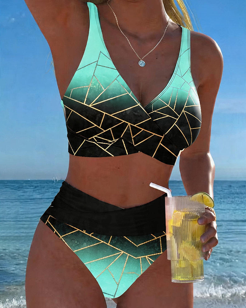 Gradient Geometric Line Bikini