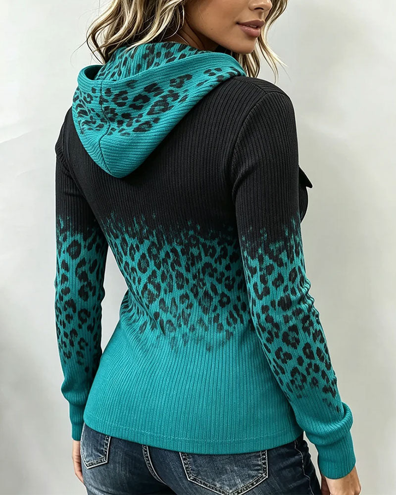 Zip Ombre Leopard Top