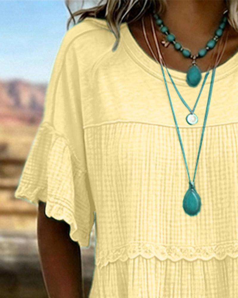 Short Sleeve Pocket Long Dress