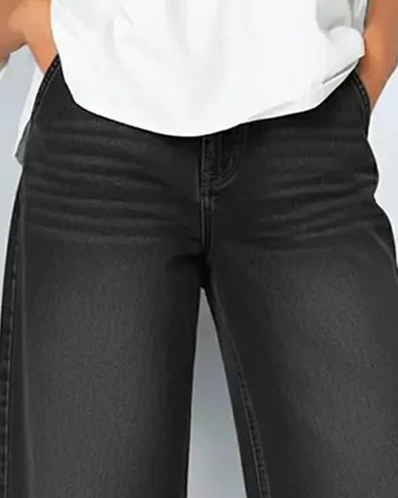 Denim Patchwork Casual Pants