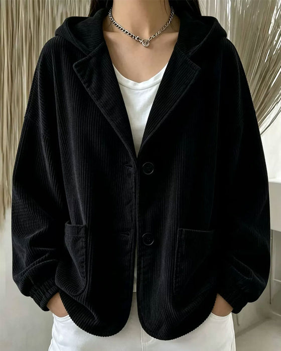Casual Hooded Button Pocket Coat