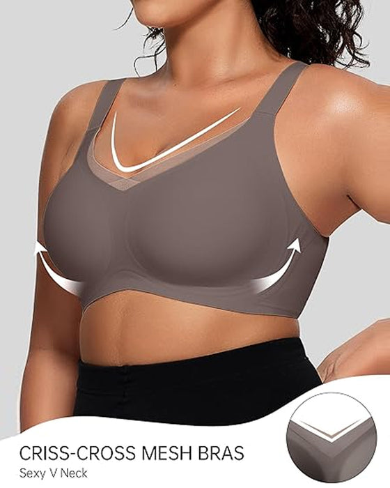 Womens Wireless Bras V Mesh Comfortable Bralette Supportive
