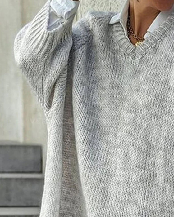 V-Ausschnitt Locker Jumper