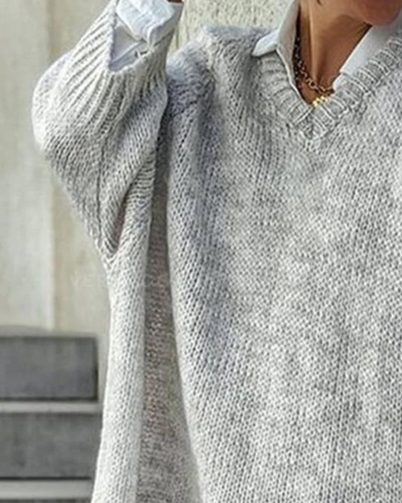 V-Ausschnitt Locker Jumper