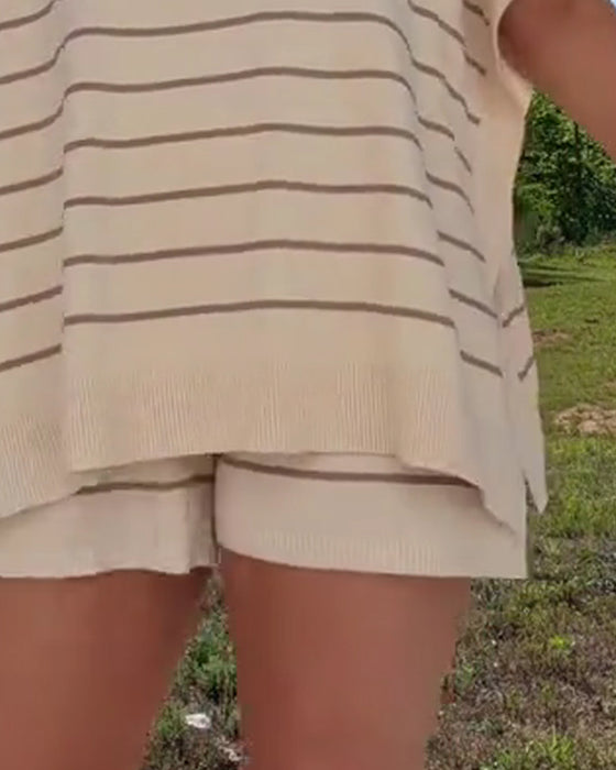 Stripe Loose Casual Shorts Set