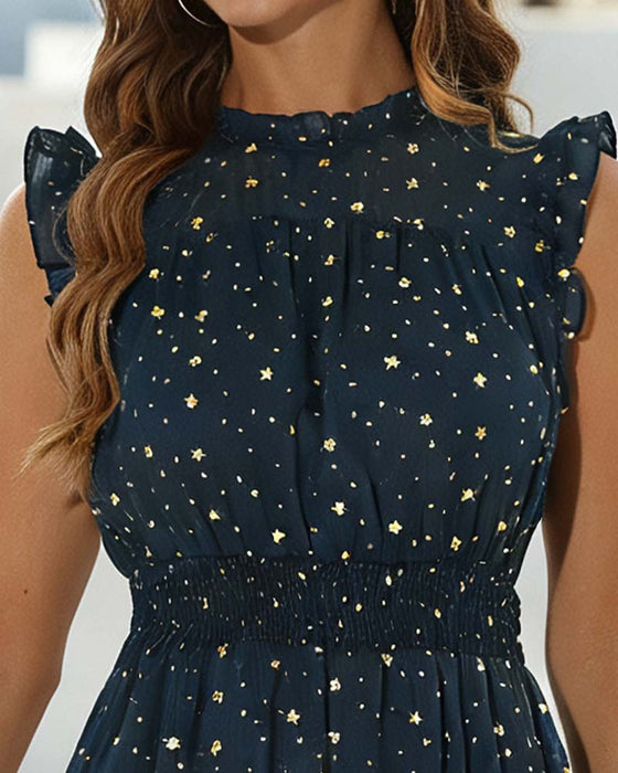 Ruffle Sleeveless Flounce Dress