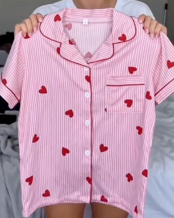 Heart Stripe Loungewear Set