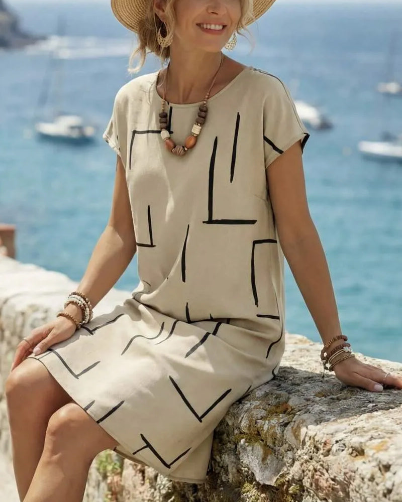 Women's Summer Casual  Print Round Neck Dress