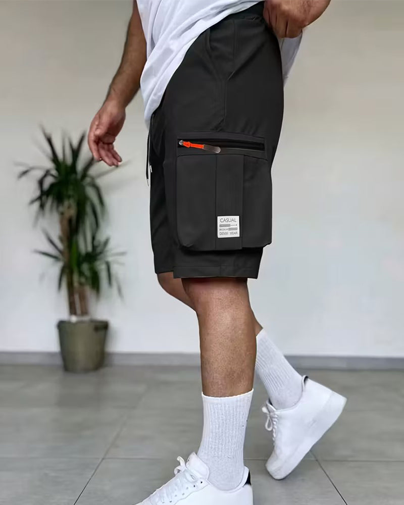 Men's Solid Loose Fit Short Cargo Pant