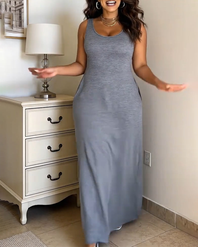 Sleeveless Long A-Line Dress