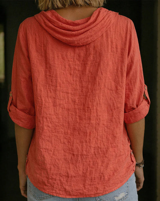 Turn-Down Collar Cotton Top