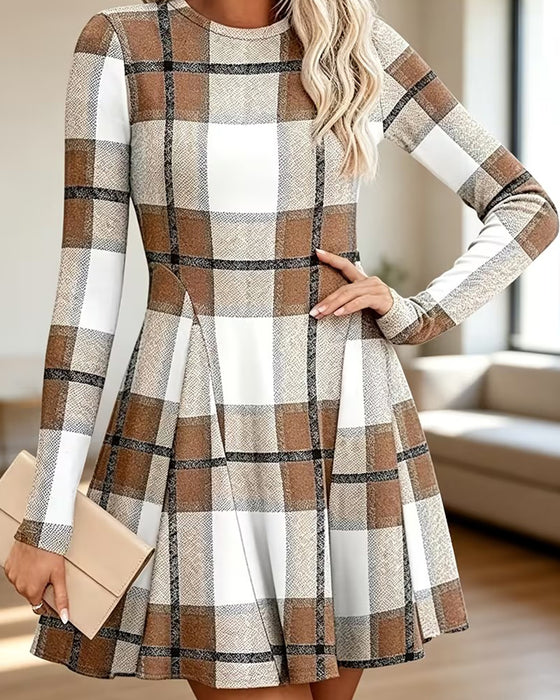 Plaid Long Sleeve Dress