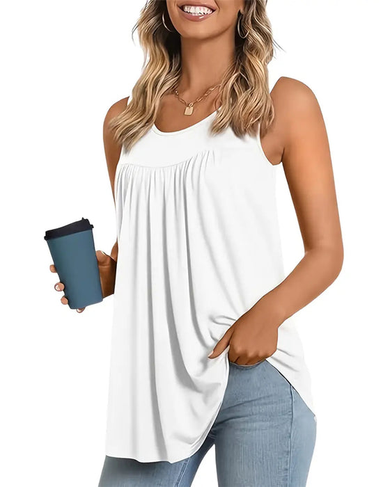 Sleeveless Pleated Loose Vest Three-Piece Set