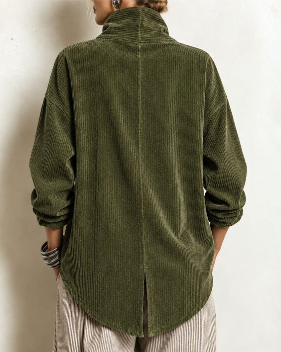 Turtleneck Button Loose Coat