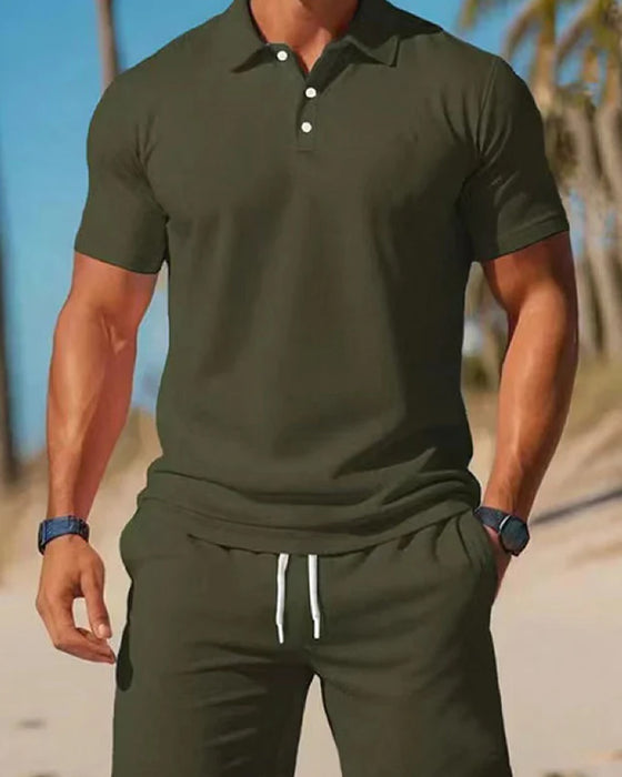 Men's Summer 2-Piece Polo & Shorts Set