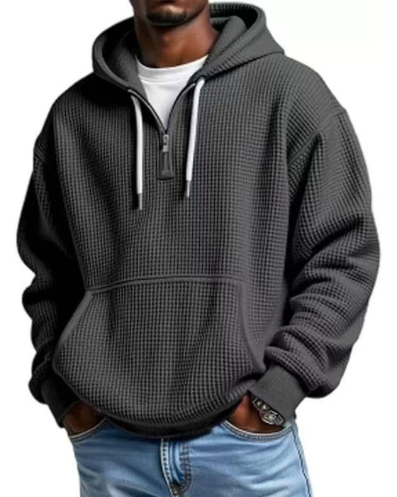 Men's Solid Zip Pullover Hoodie