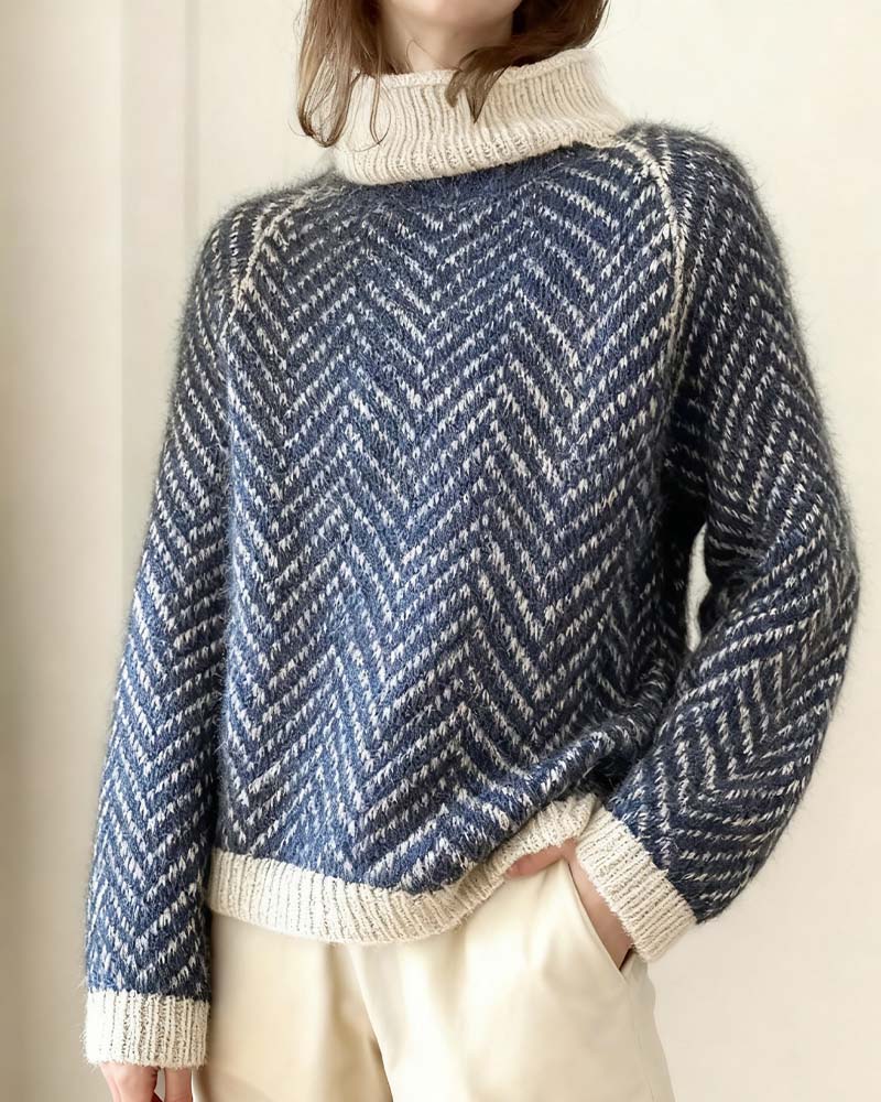 Striped Turtleneck Slouchy Jumper