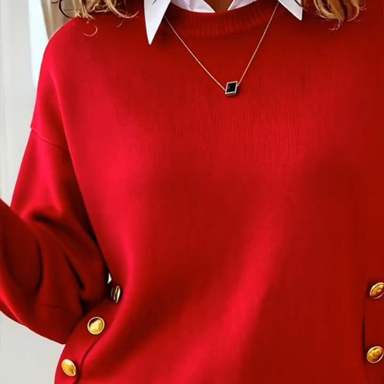 Metal Buckle Design Stylish Pullover