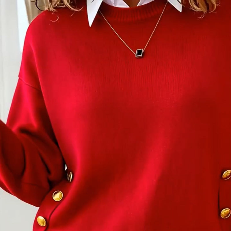 Metal Buckle Design Stylish Pullover