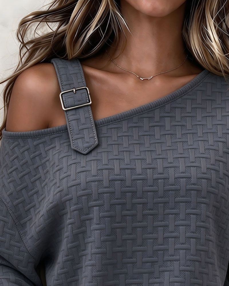 Off-The-Shoulder Long-Sleeved Loose Blouse