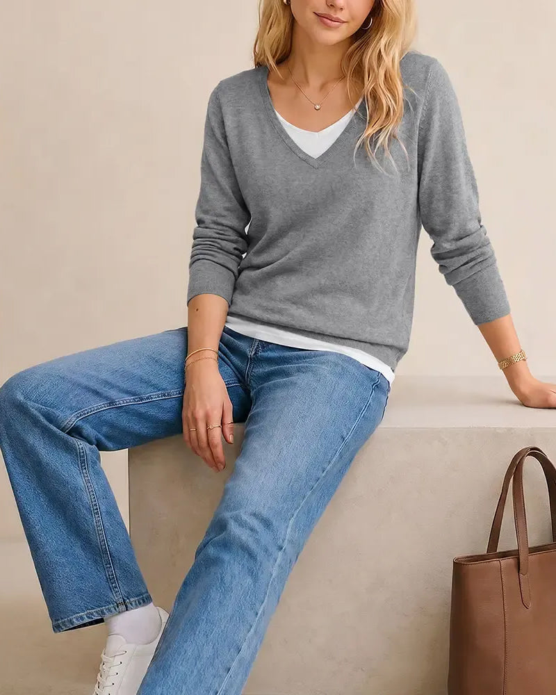 Casual Faux Two-Piece Pullover