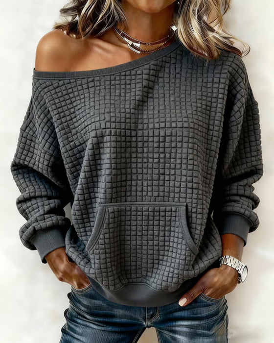 Long-Sleeved Pocket Fashion Casual Sweatshirt