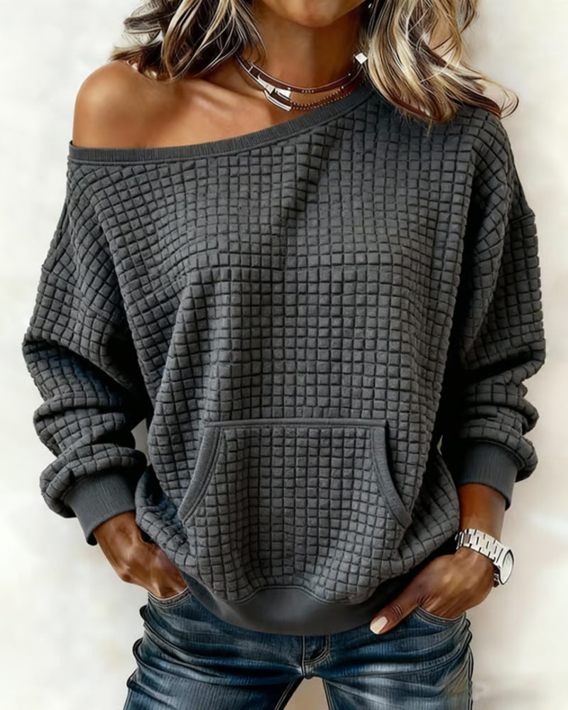Long-Sleeved Pocket Fashion Casual Sweatshirt