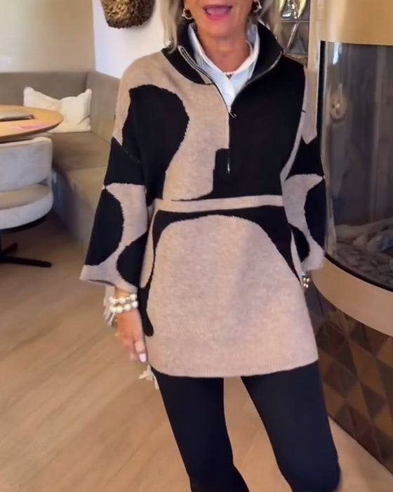 Half-Zip Stand Collar Fashionable Pullover