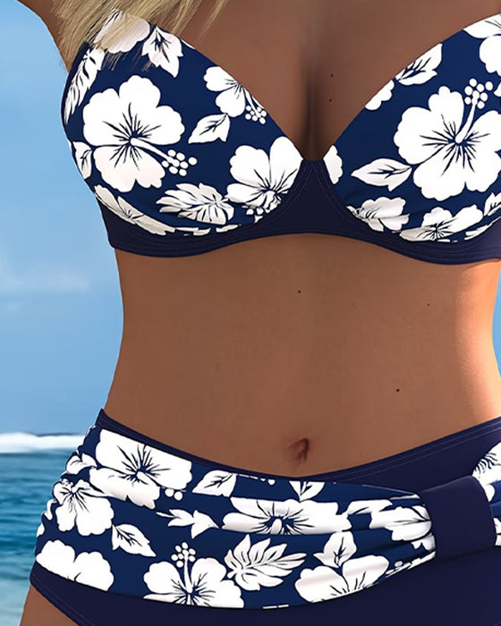 Hibiscus Print Two-Piece Bikinis
