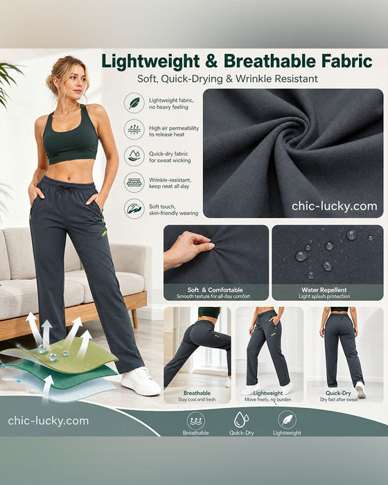 Zip Pocket Straight-Leg Pants