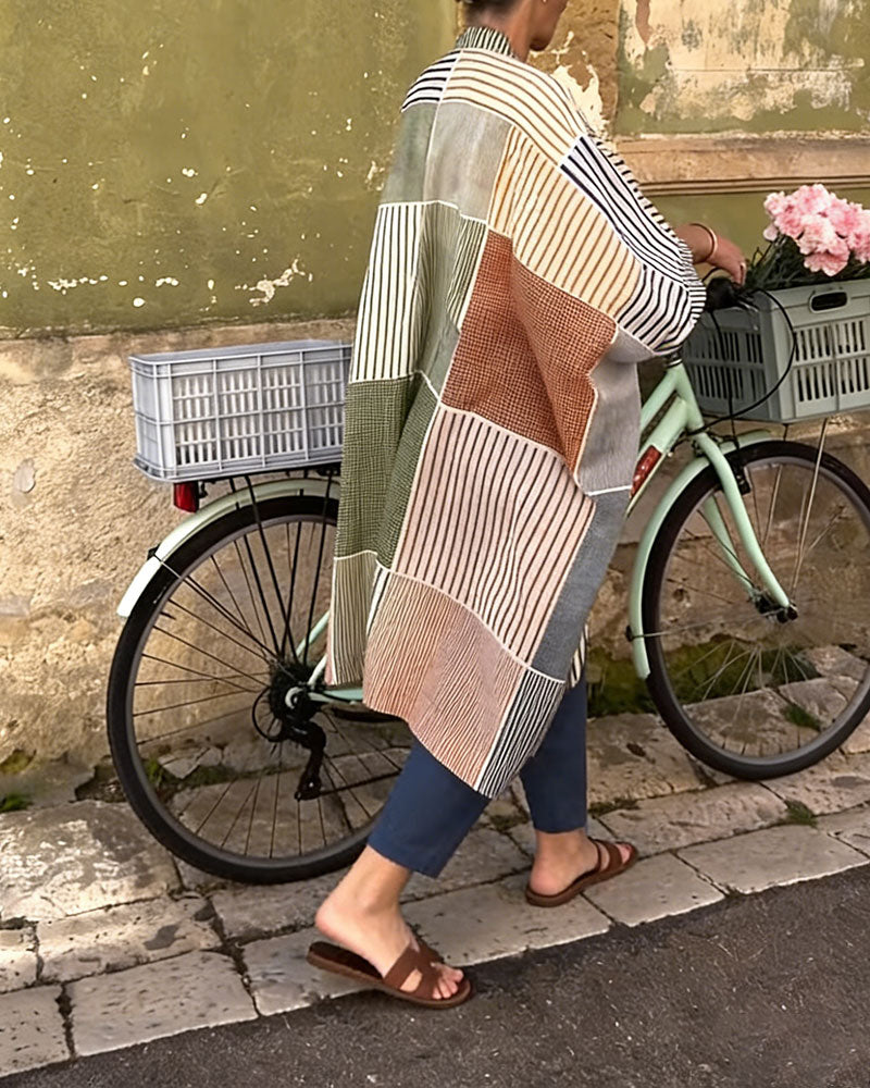 Plaid Striped Patchwork Loose Dress