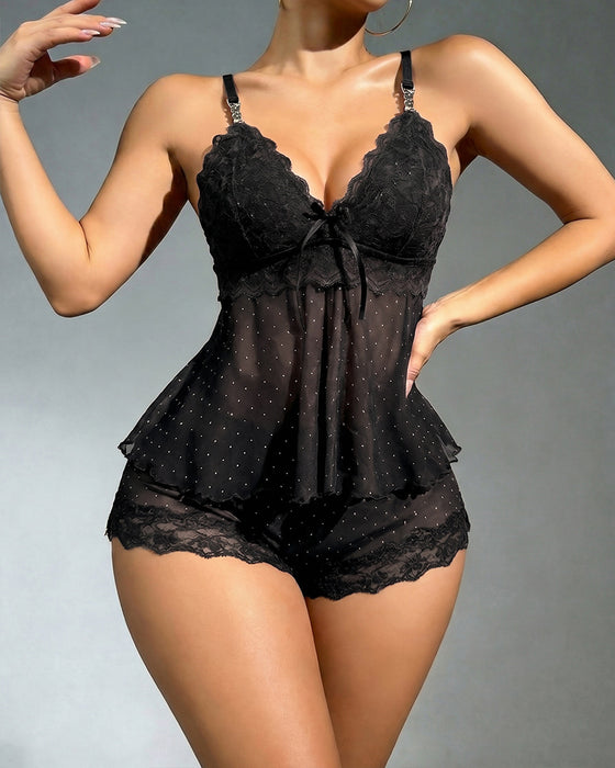 Sexy Lace Patchwork Lingerie Set