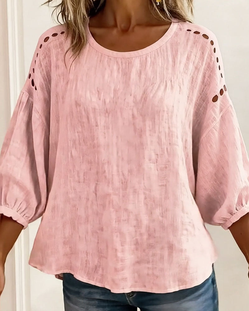 Hollow 100% Cotton  Blouse
