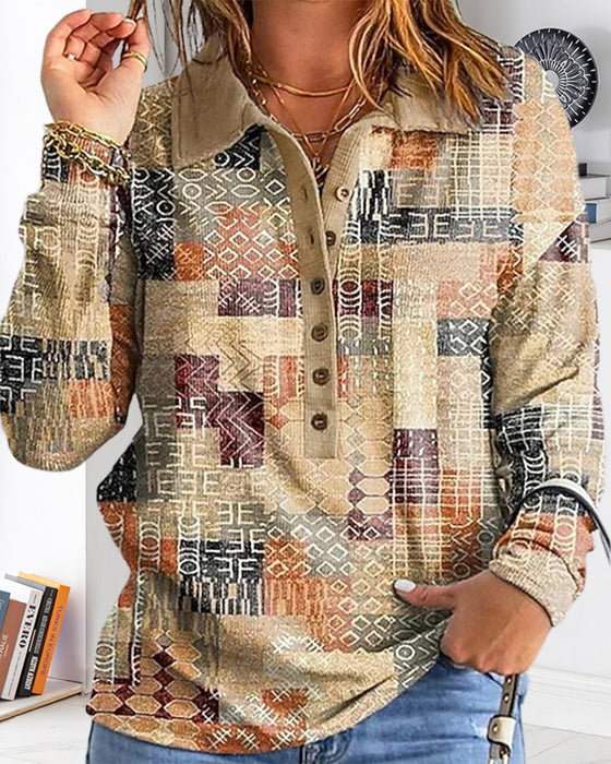 Casual Printed Long-Sleeve Sweatshirt
