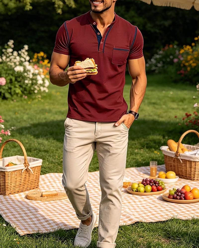Men's Henry Casual Solid Color Shirt