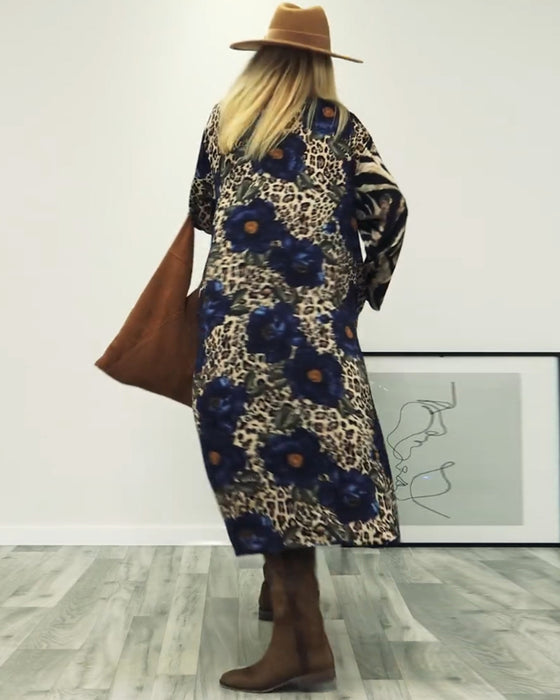 Fashionable zebra and leopard print patchwork dress