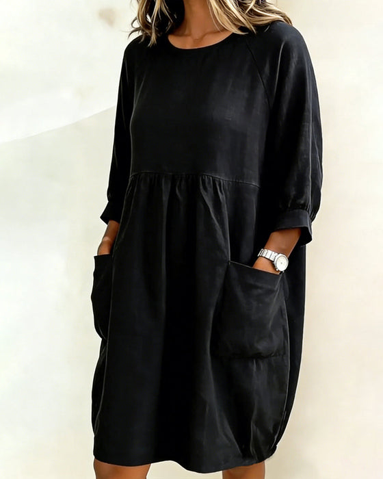 Three-Quarter Sleeve Loose Dress