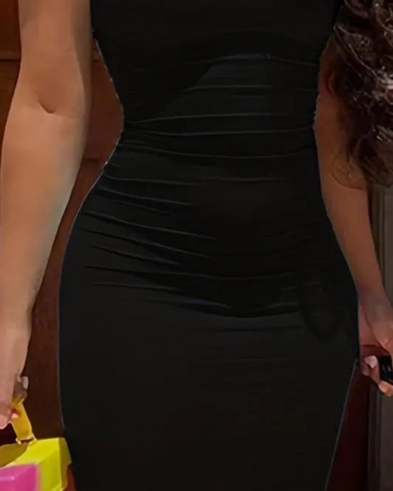Solid Color Sleeveless Fashion Bodycon Dress