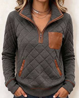 Argyle Half-Zip Collared Sweatshirt