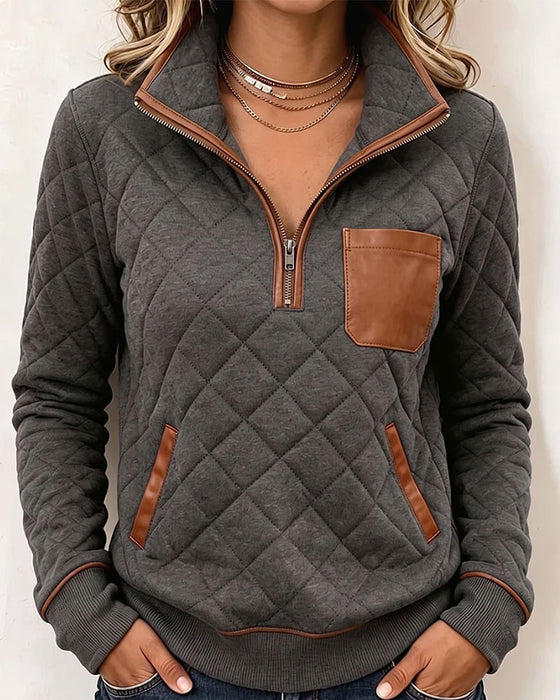 Argyle Half-Zip Collared Sweatshirt