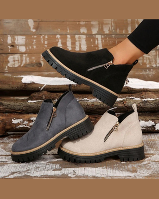 🔥Autumn And Winter Treats🔥Ladies' Boots With Round Toe And Side Zipper