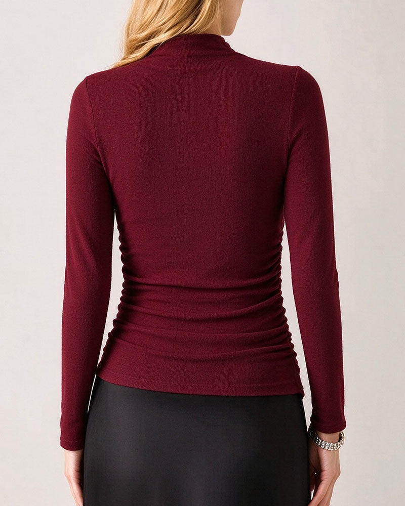 Half Turtleneck Side Shirred Bottoming Top