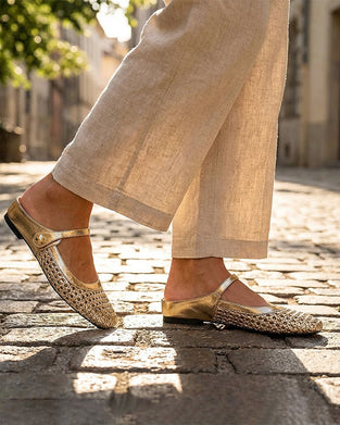 Square Toe Woven Hollow Shoes