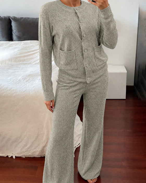 Casual Solid Color Two-Piece Set