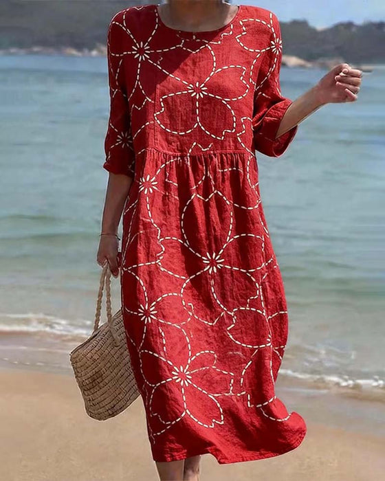 Casual Floral Print Dress