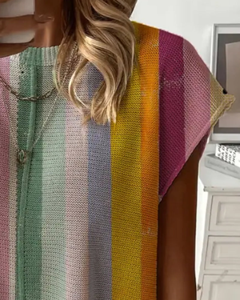 Polka Dot Rainbow Stripe Pullover