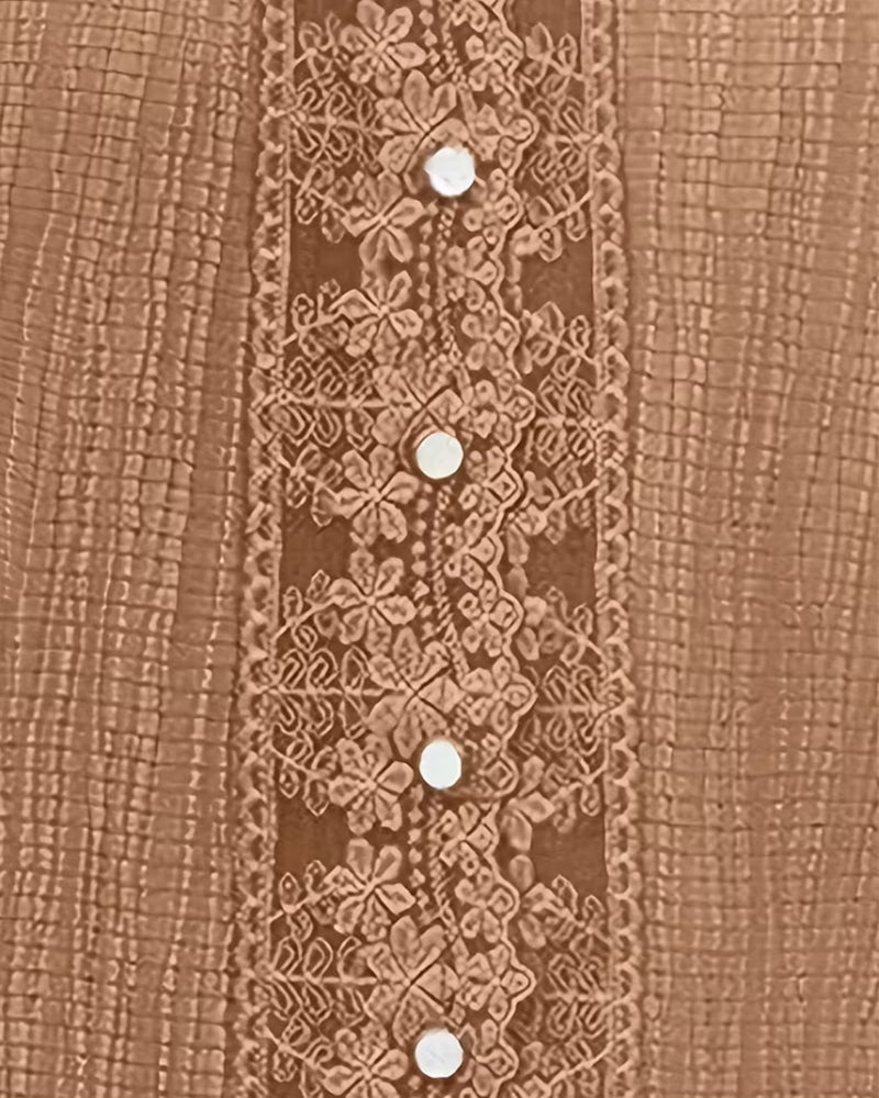 Lace Patchwork V-Neck Puff Sleeve Blouse