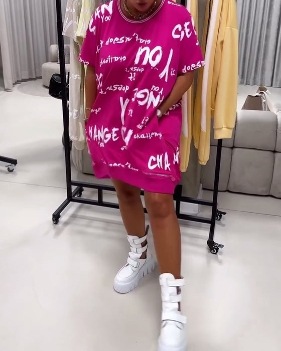 Loose Letter Print Dress