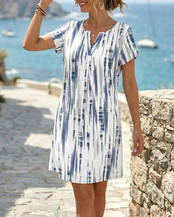 Casual Striped V-Neck Dress