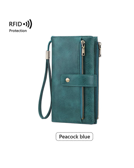 Women's long wallet, stylish clutch, elegant solid color RFID blocking leather wallet👛